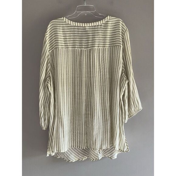 Catherines 3X Blouse Top Neutral Coastal Beige Beach Popover Tunic Lightweight - Picture 15 of 16